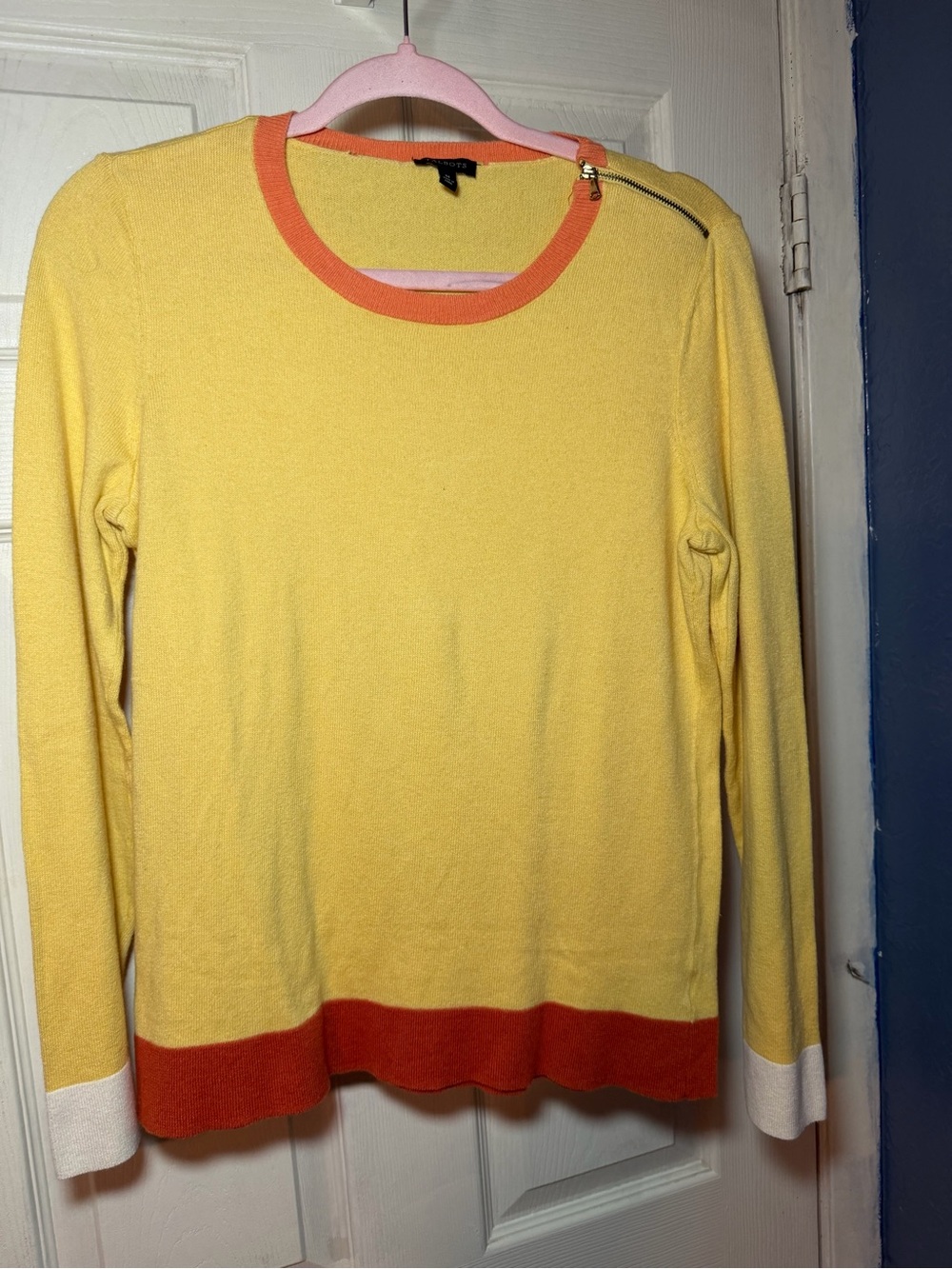 Talbots Yellow Sweater with Orange Trim